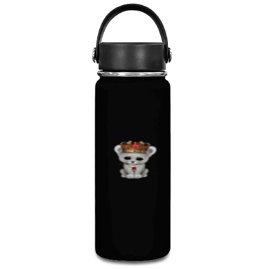 Cute Royal White Lion Wearing Crown Vacuum Flask