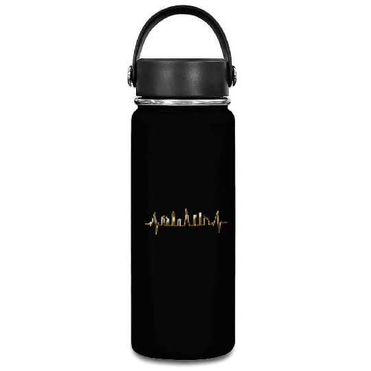 Dubai Skyline Heartbeat Burj Khalifa Silhouette Vacuum Flask