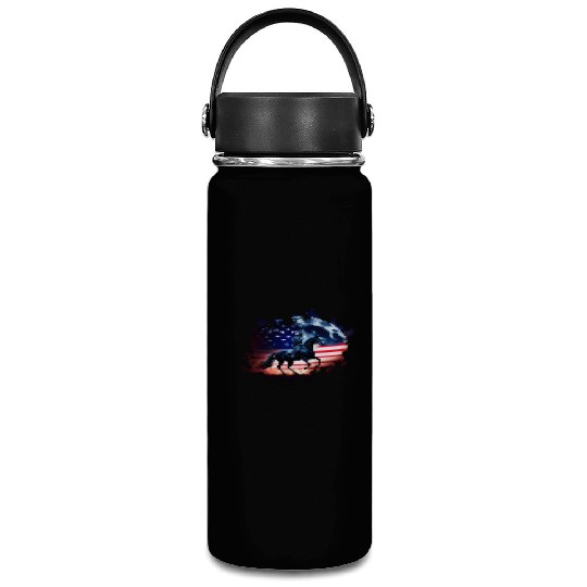 America horse under Moon with American Flag Vacuum Flask