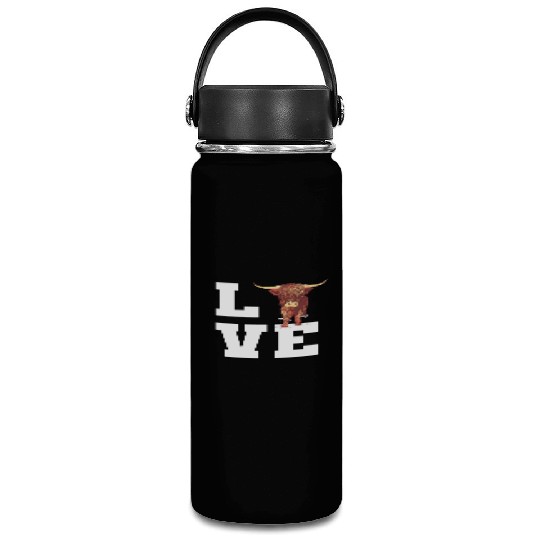 Love Scottish Highland Cow Outfit Vacuum Flask