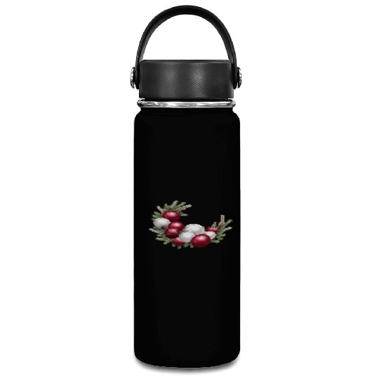 Cranberry and White Christmas Greenery Decor Vacuum Flask