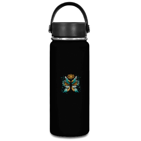 Angel Wings Embracing Snowflakes Vacuum Flask