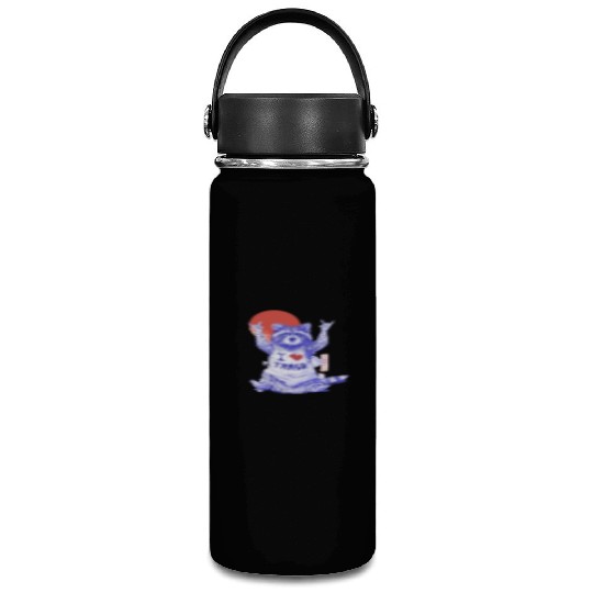 I Love Trash Cute Funny Metal Raccoon Gift Vacuum Flask