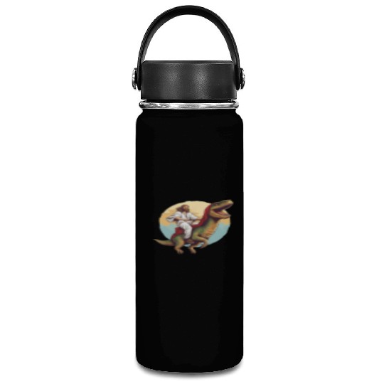 Jesus Riding a Dinosaur Meme Dino Lover Vacuum Flask