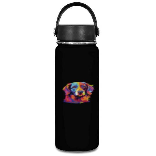 Watercolor Colorful Brittany Spaniel Vacuum Flask