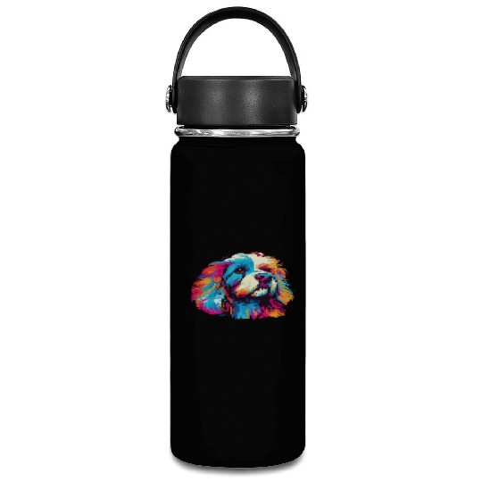 Watercolor Colorful Tibetan Spaniel Vacuum Flask