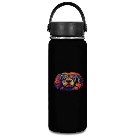 Watercolor Colorful Tibetan Mastiff Vacuum Flask