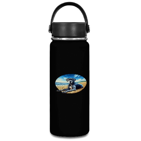 Great Dane on the Beach Cartoon Vacuum Flask