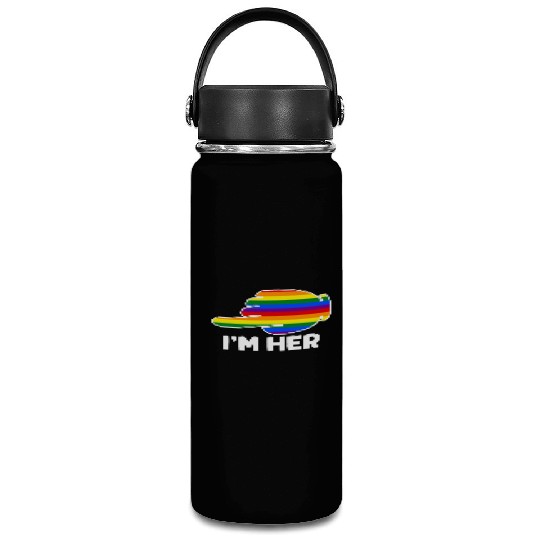 I'm Hers Rainbow Lesbian Couple Funny LGBT Pride Vacuum Flask