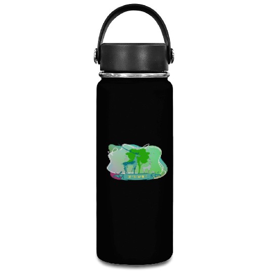 Cute Cartoon Deer Dance At Forest Tree Vacuum Flask