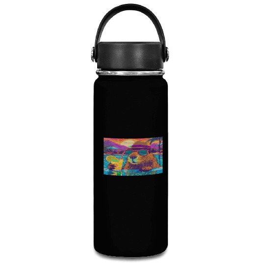 Capybara on vacation sipping on Lemonade Vacuum Flask