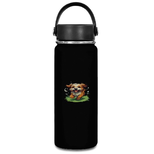 running dog on the grass Vacuum Flask