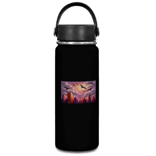 Geometric Twilight City Vacuum Flask