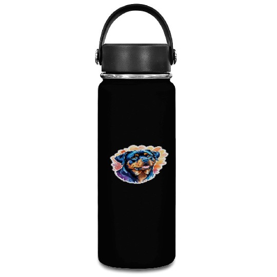 Rottweiler Watercolor Vacuum Flask