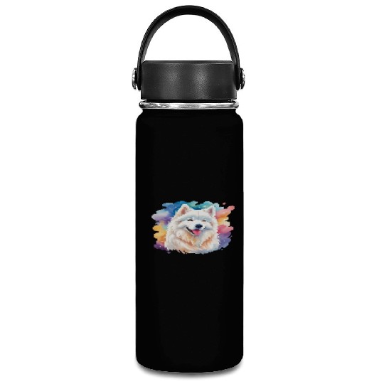 Samoyed Dog Watercolor Vacuum Flask