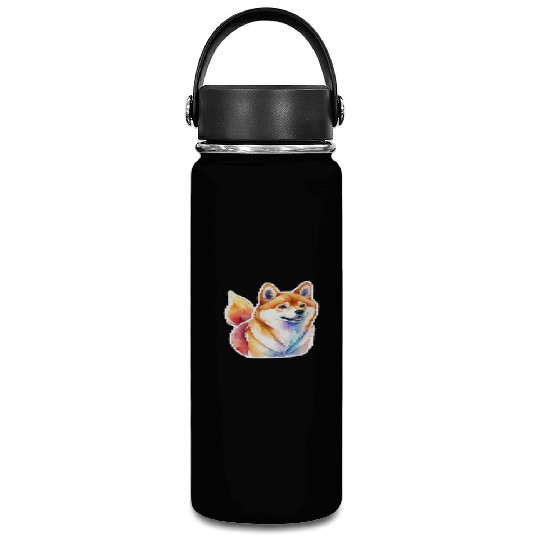 Shiba Inu Watercolor Vacuum Flask