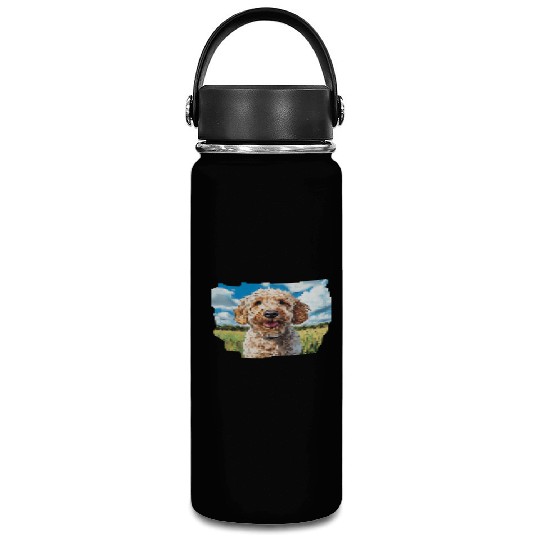Labradoodle Field Nature Golden Doodle Watercolor Vacuum Flask