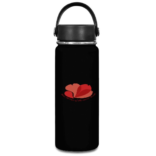 Vintage Botanical Red Poppy Heart Graphic Flower Vacuum Flask