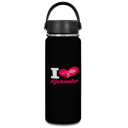 I Love Karaoke Microphone Heart Vacuum Flask
