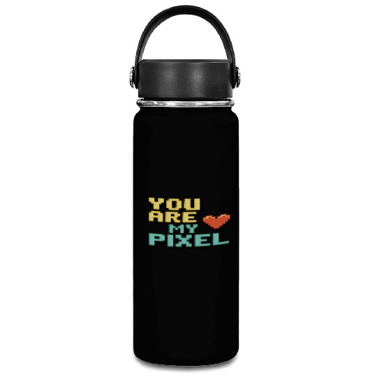 Gamer Valentine's Pixel 8-bit Gaming Couple Vacuum Flask