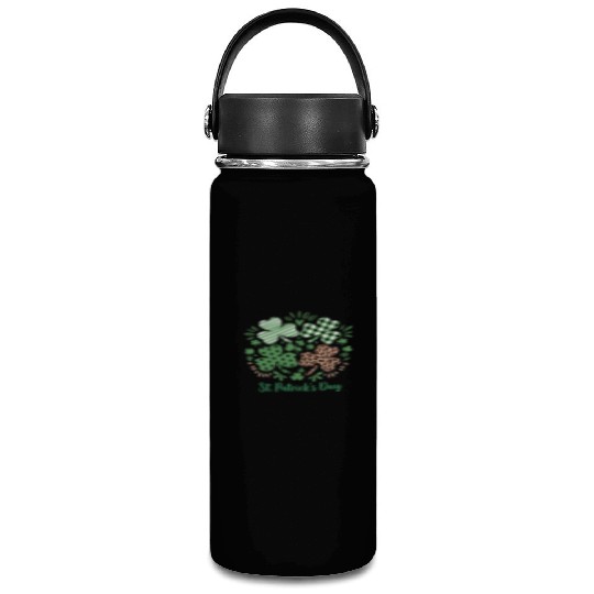 Plaid Leopard Print Shamrock St. Patrick's Day Vacuum Flask