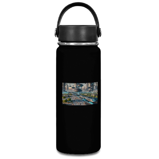 Futuristic Cities & Vehicles Vacuum Flask