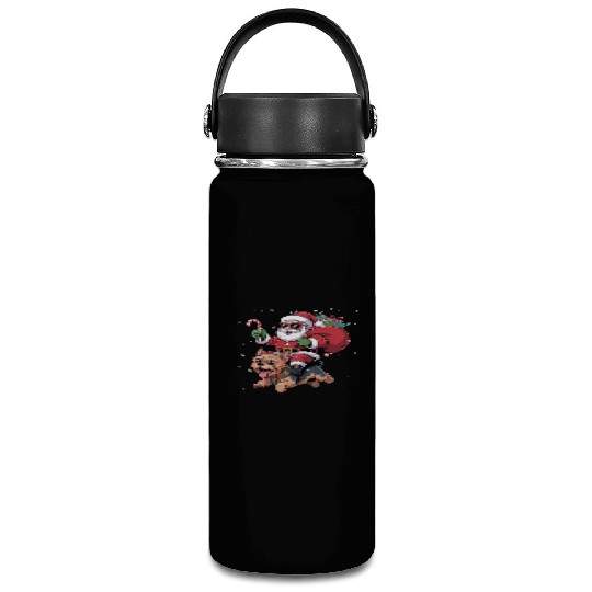 Santa Claus Yorkie Dog Christmas In July Vacuum Flask