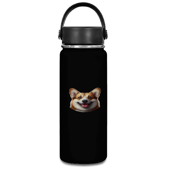 Vibrant Corgi Face Illustration Vacuum Flask