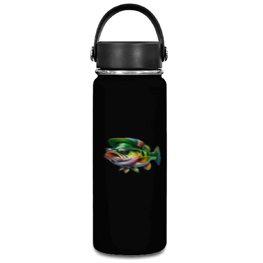 Cool Bass Fish with Green Hat and Glasses Vacuum Flask
