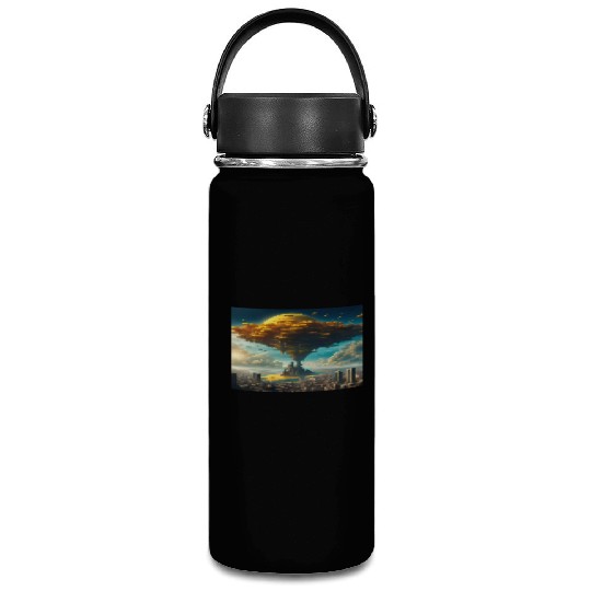 Sci-Fi Alien City: Floating Planet Twilight Scene Vacuum Flask