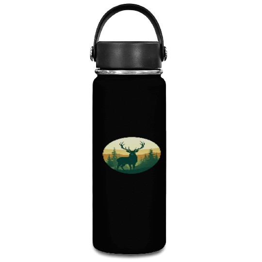 Majestic Forest Deer Silhouette Vacuum Flask