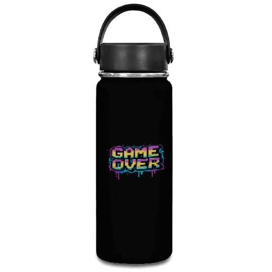 Pixelated Game Over Graffiti Design Vacuum Flask