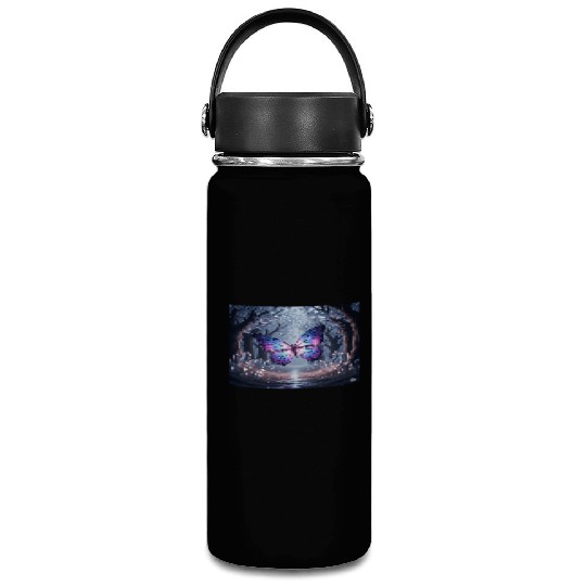 Galaxy Winged Butterfly in Mystical Forest Vacuum Flask