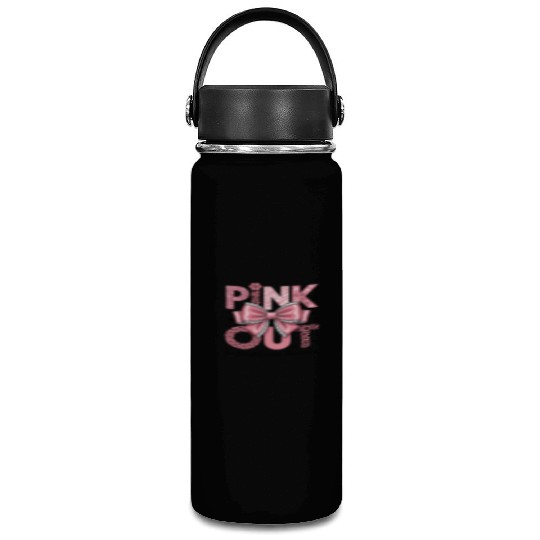Pink Out Breast Cancer Awareness Coquette Bow  Vacuum Flask