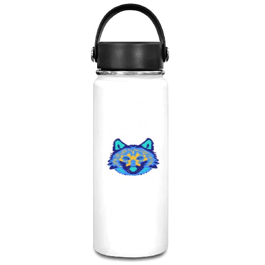 blue wolf face Vacuum Flask
