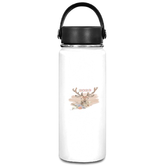 Brown Beige Watercolor Illustrated Deer Vacuum Flask