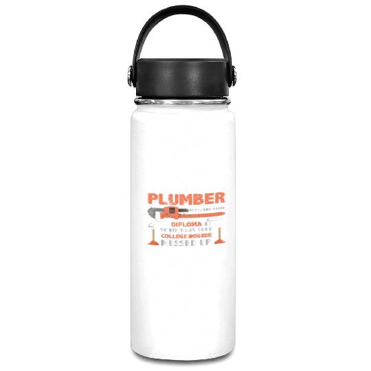 Plumber Using High School Diploma Vacuum Flask