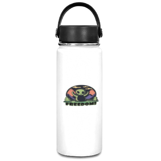 little green Alien freedom Vacuum Flask