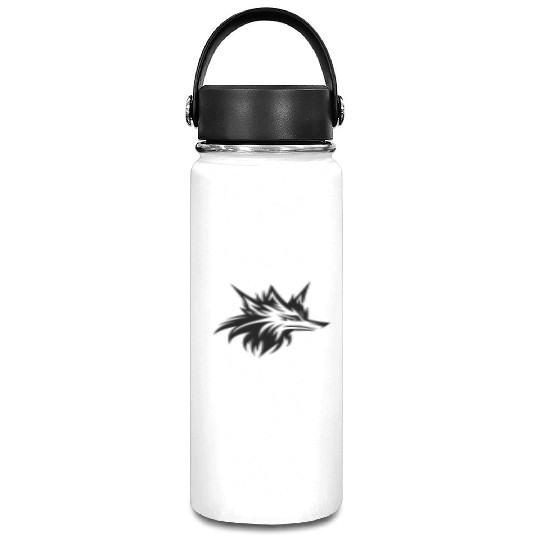 Wild Wolf Head Tattoo Style Portrait Vacuum Flask