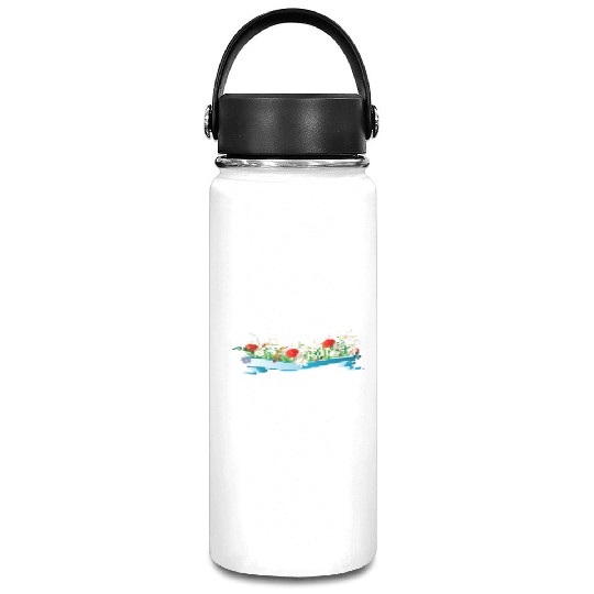 colorful spring meadow with flowers and insects Vacuum Flask