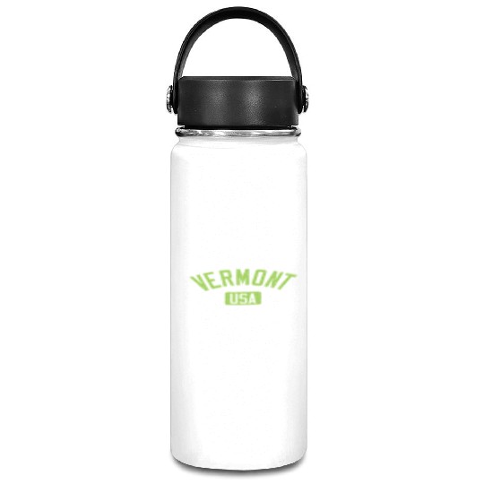 Vermont Usa Arched Text Distressed Lime Green Prin Vacuum Flask