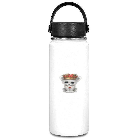Cute Royal White Lion Wearing Crown Vacuum Flask