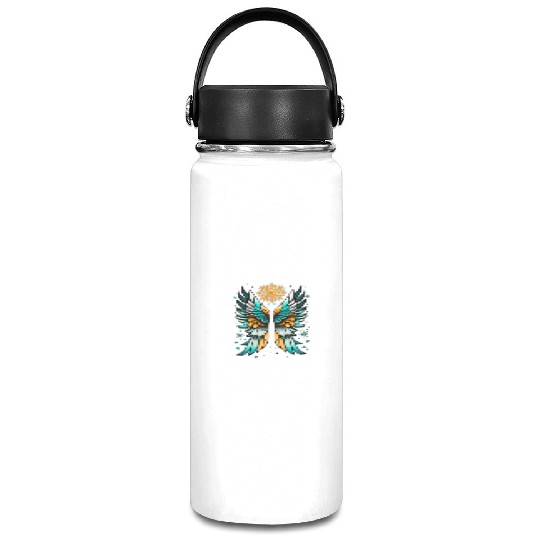 Angel Wings Embracing Snowflakes Vacuum Flask