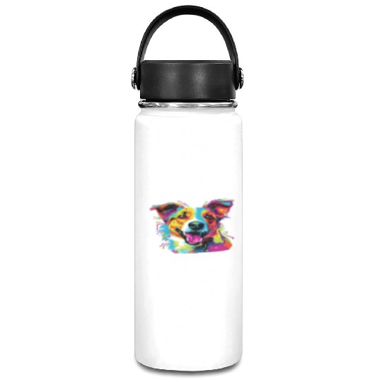 Watercolor Colorful Jack Russell Terrier Vacuum Flask