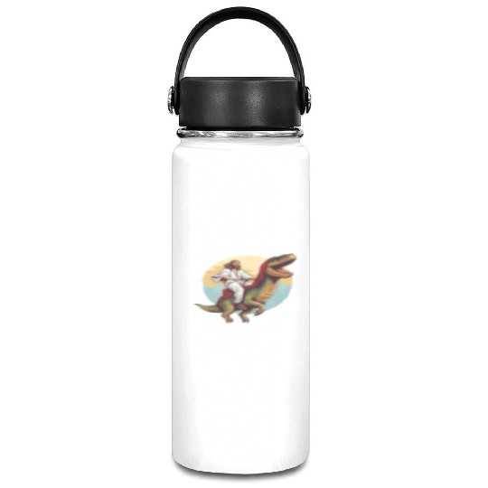 Jesus Riding a Dinosaur Meme Dino Lover Vacuum Flask