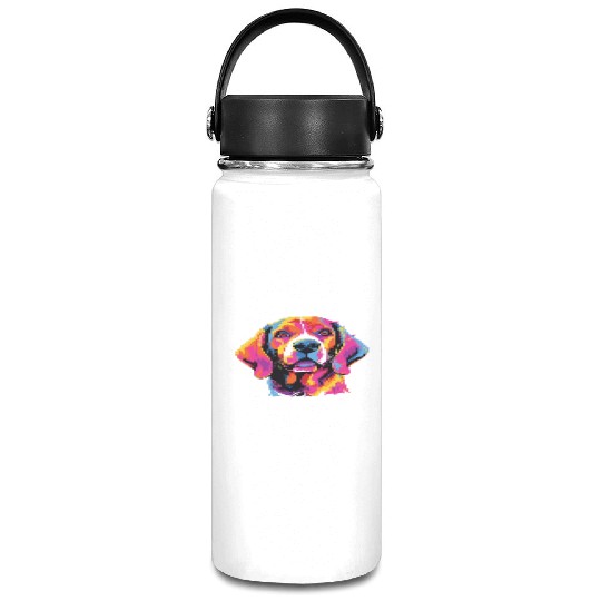 Watercolor Colorful Beagle Harrier Vacuum Flask