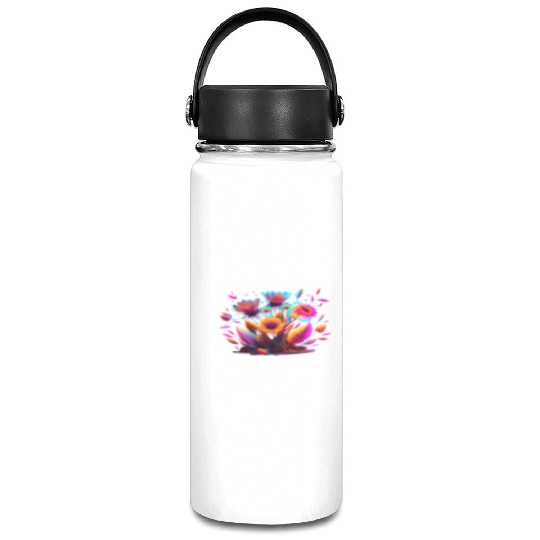 Cyberpunk Neon Glow FlowersDesign Vacuum Flask