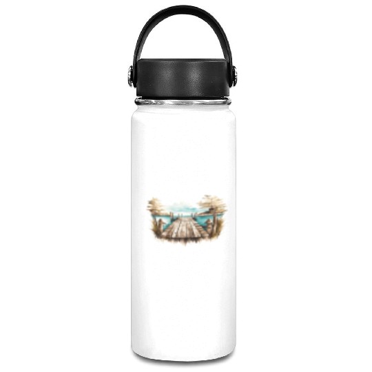 Wooden Dock By A Peaceful Lake Vacuum Flask