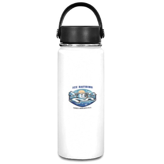 relaxed polar bear takies ice bath funny mascot Vacuum Flask