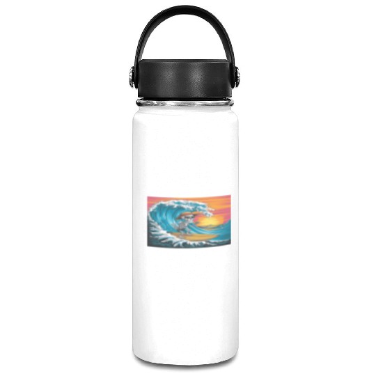 Surfing Skeleton Vibes Surfing Lifestyle Retro Vacuum Flask